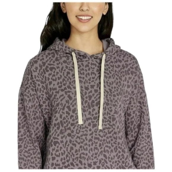 Buffalo David Bitton Leopard Drawstring Hoodie Women's XS Pull-on Sweatshirt NWT - Picture 3 of 9